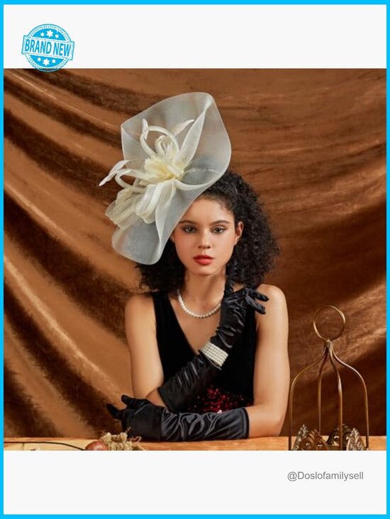Elegant Kentucky Derby Fascinator Hat with Feathers and Mesh main image 5